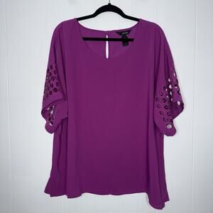 Women's Purple Top with Cutout Sleeves